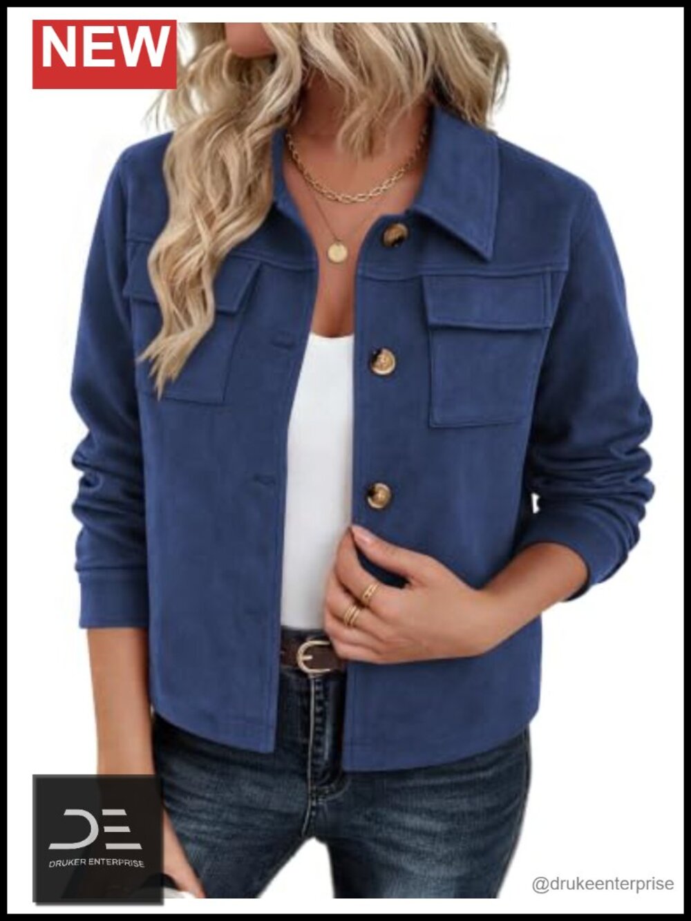Faux Suede Cropped Jacket Button Up Shacket Loose Fit Casual Fall Coat